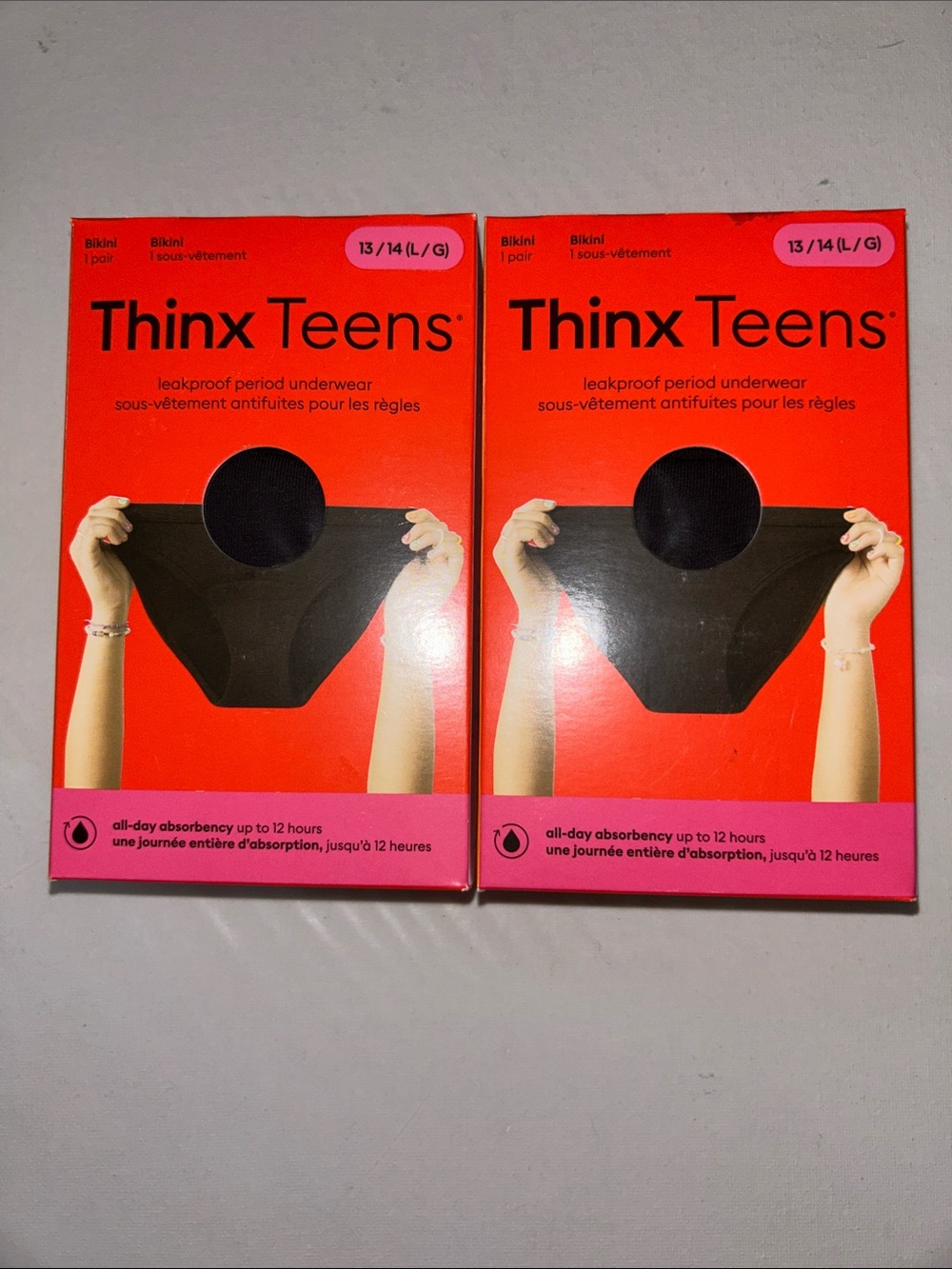 NIB 2x Thinx Teens Leakproof Period Underwear Bikini - Size Large 13/14